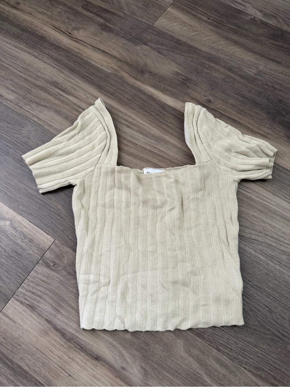 Princess Polly Beige Ribbed Square-Neck Crop Top with Matching High Waisted Pant